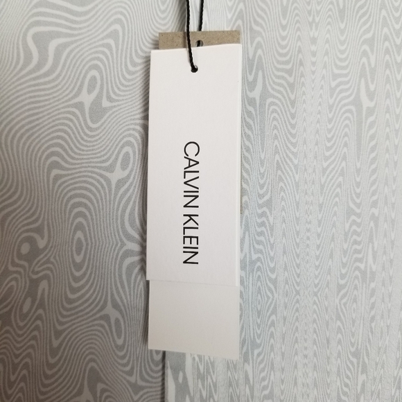Calvin Klein Mens Cotton Blend Geometric Dress Shirt Brilliant White NWT Large - Picture 13 of 14
